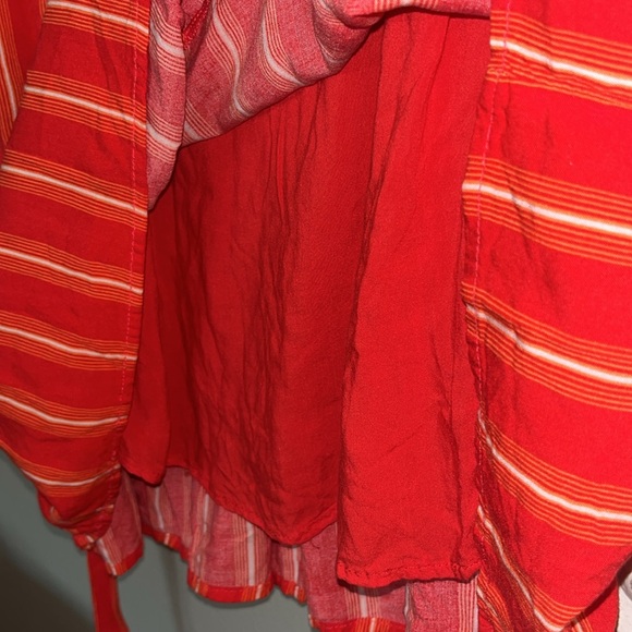 Lily White Red with White stripes ruffled hip tie dress sz S - Picture 8 of 10